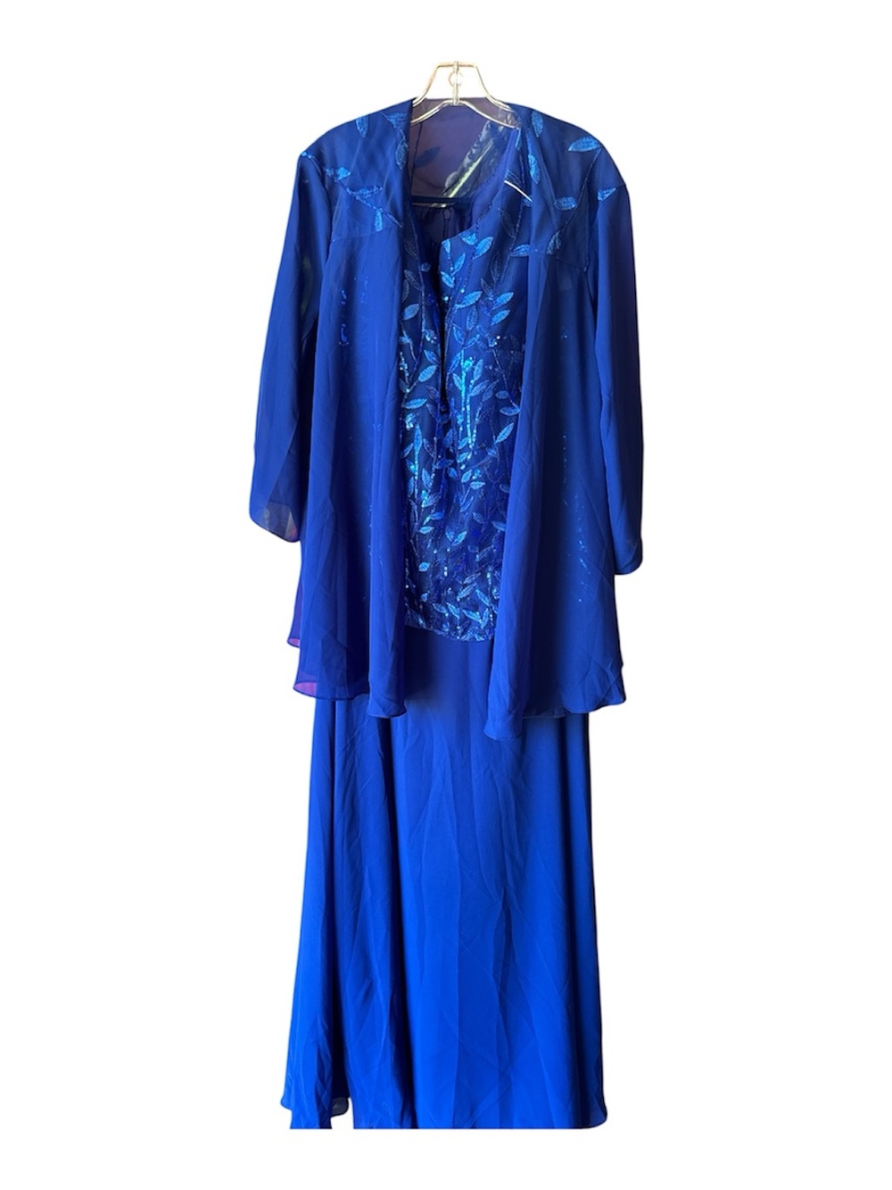 Windsor Royal Blue Embroidered 3-Piece Wedding Dress Ensemble